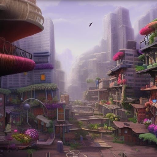 Yarn City: Detailed Matte Painting