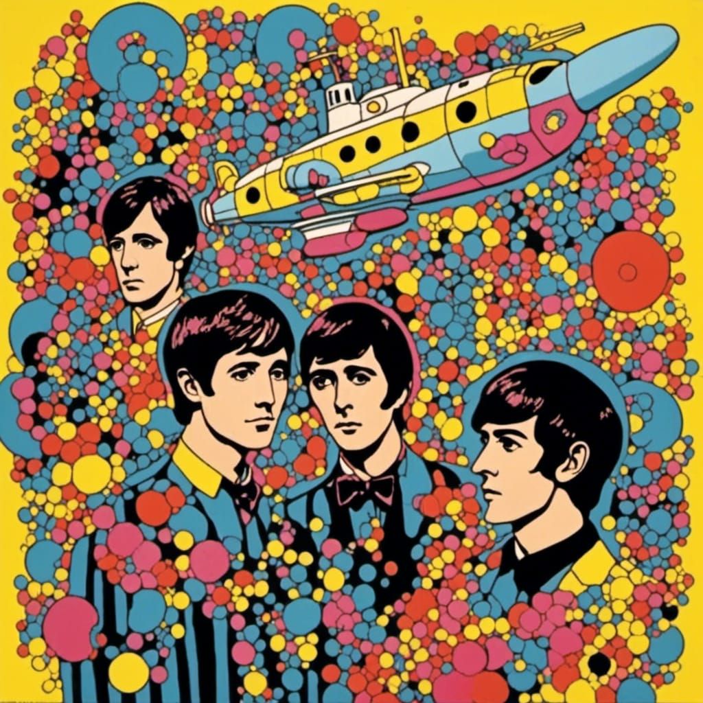 <lora:Snap Crackle POP:1.0> Yellow submarine, the Beatles