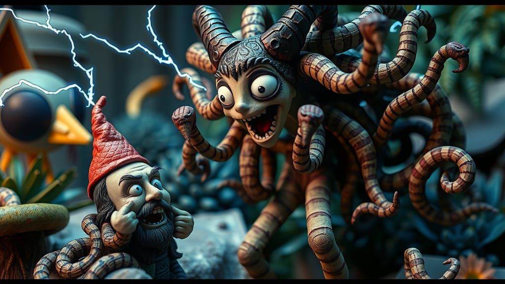 Claymation Medusa Turns Gnome to Stone in Burton Style
