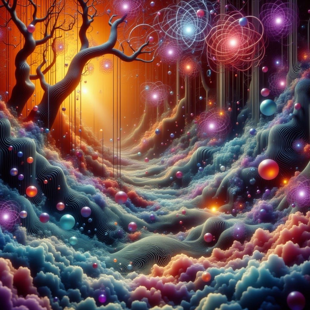 Surreal Biomechanical Garden Blooms with Turquoise Energy