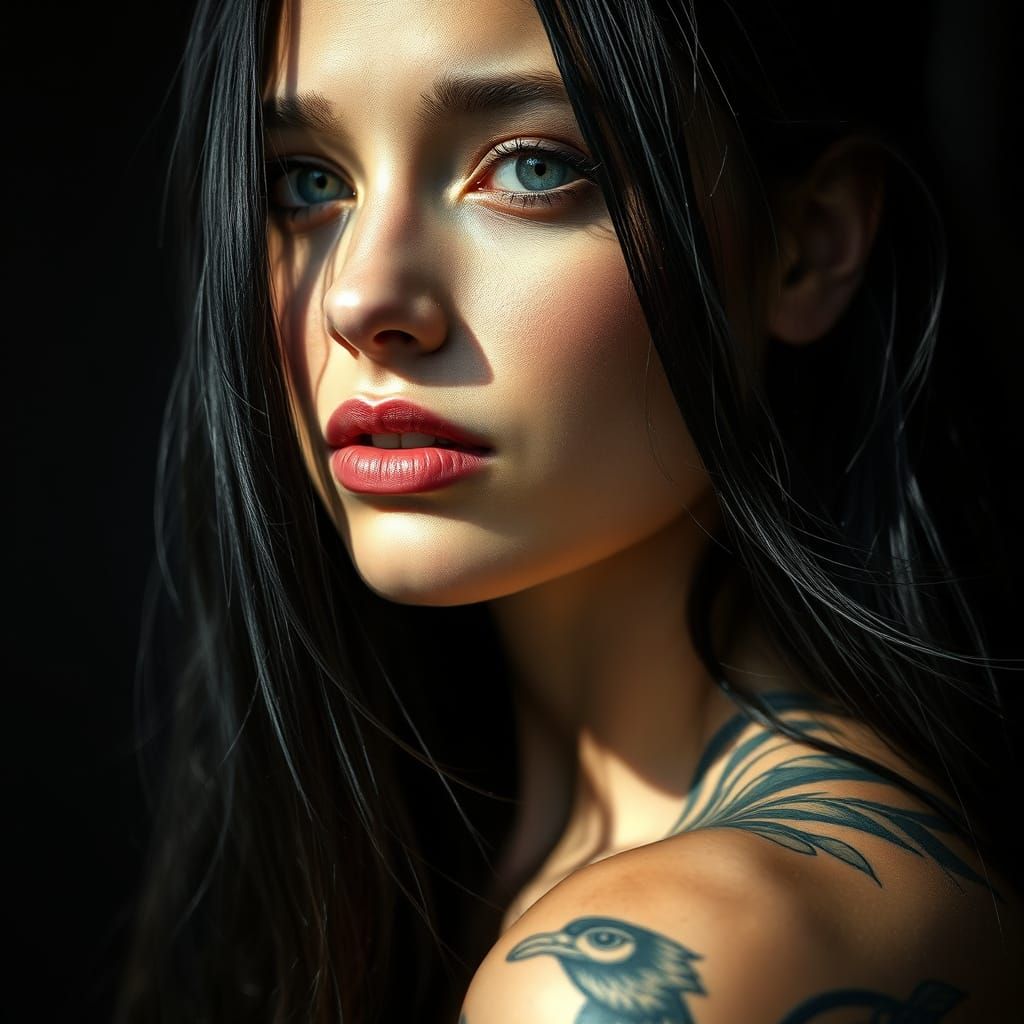 Hyperrealistic Witch Portrait in Sunlit Clearing
