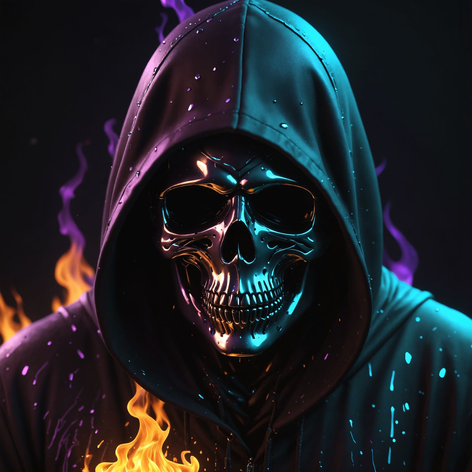 Drip Pyres: Animated Diamond Skull Figures in Ombré Flames