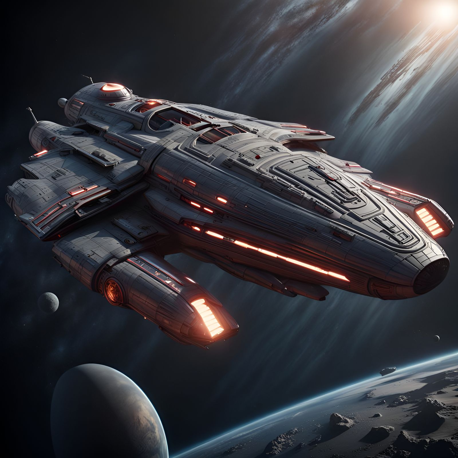 Battlestar Galactica Spaceship: Detailed Matte Painting