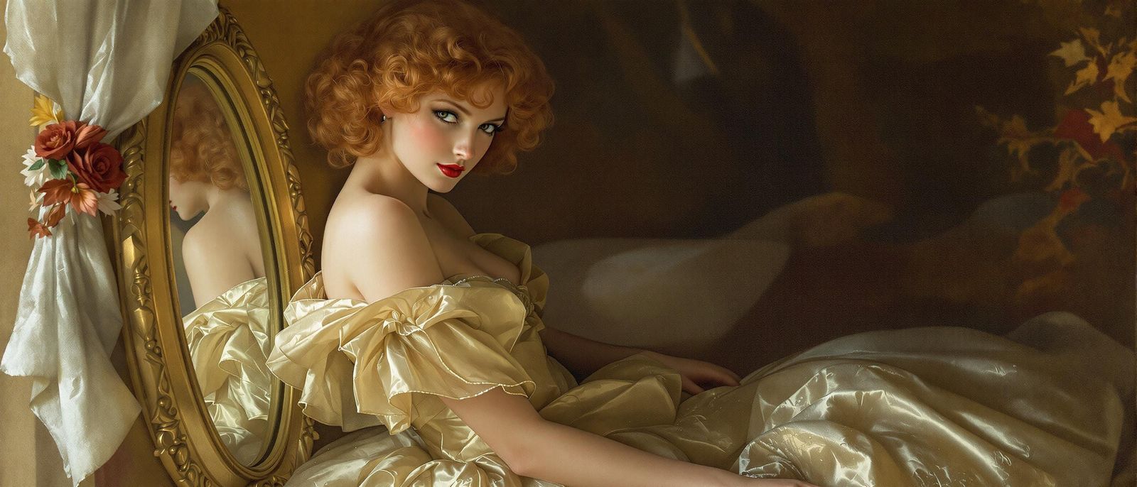 Elegant 1930s Woman in Dreamy Evening Gown