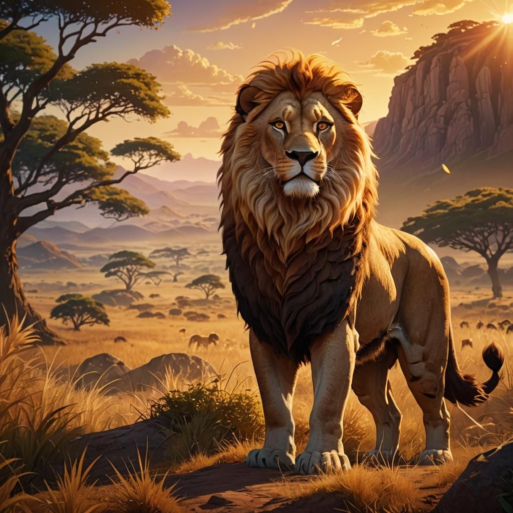 Mufasa in Anime Style Standing Proud