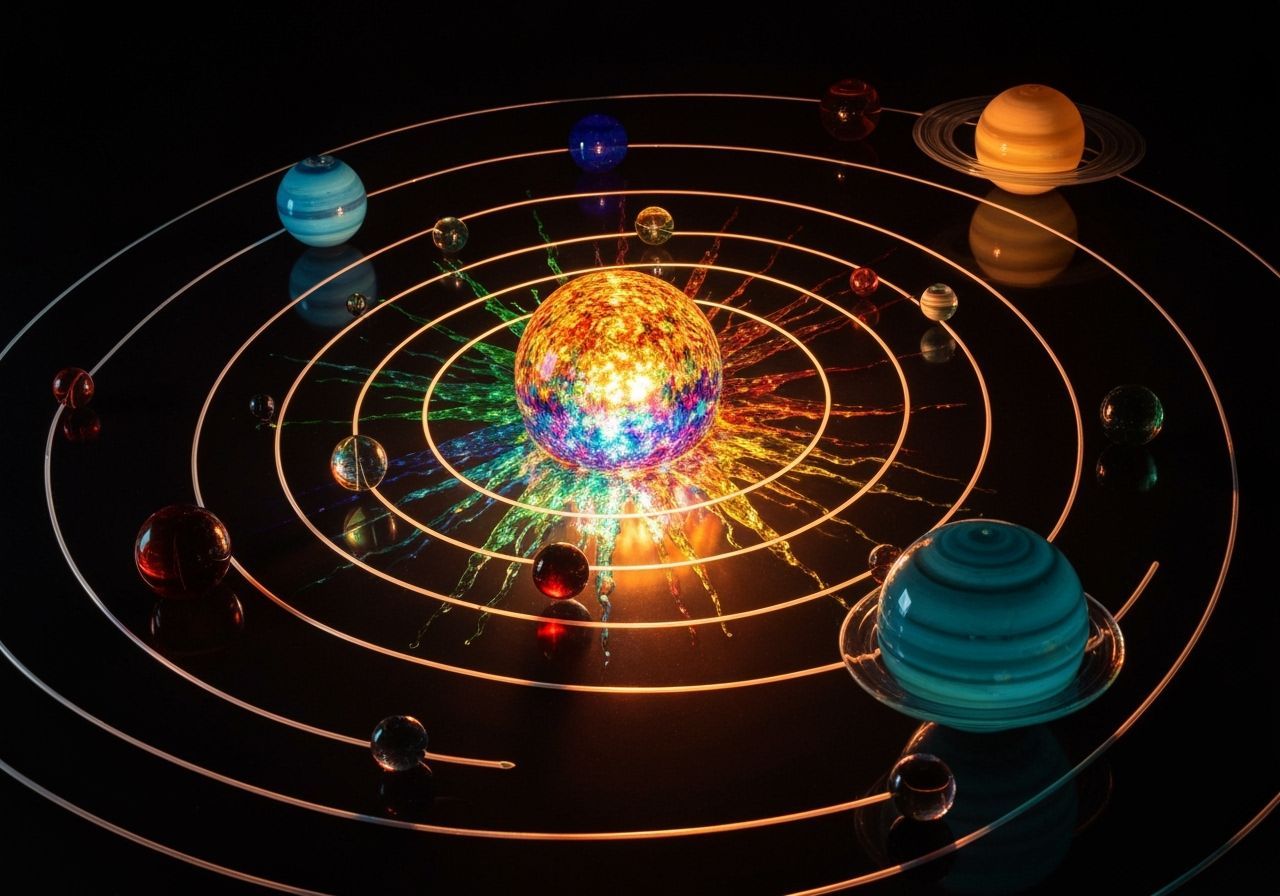 Vivid Glass Solar System in Cosmic Colors