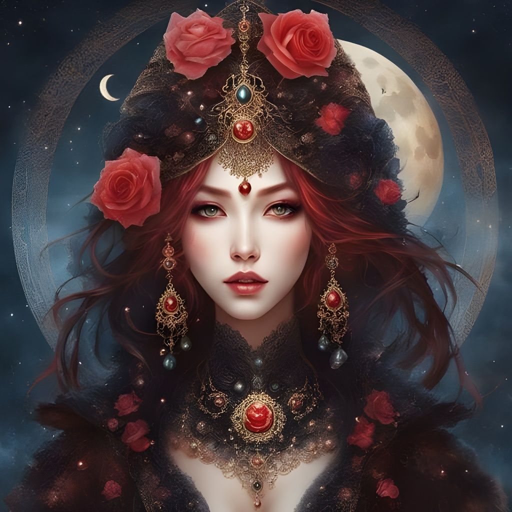 Gothic Japanese Princess Portrait in Space