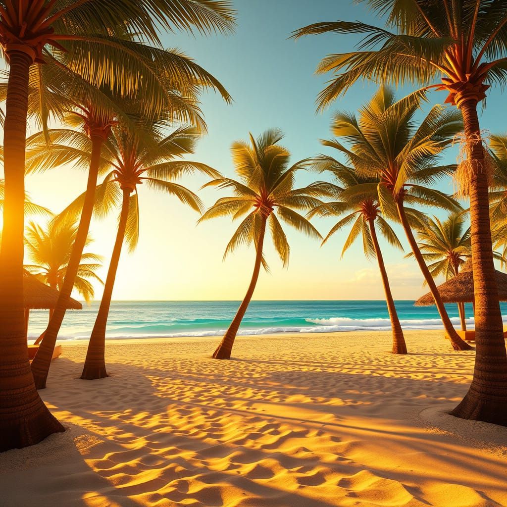 Golden Beach Dawn in European Paradise