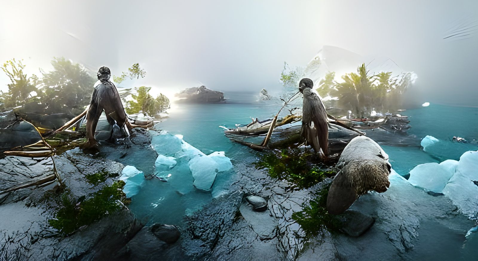 Glacier Island: Boy in Detailed Digital Artwork