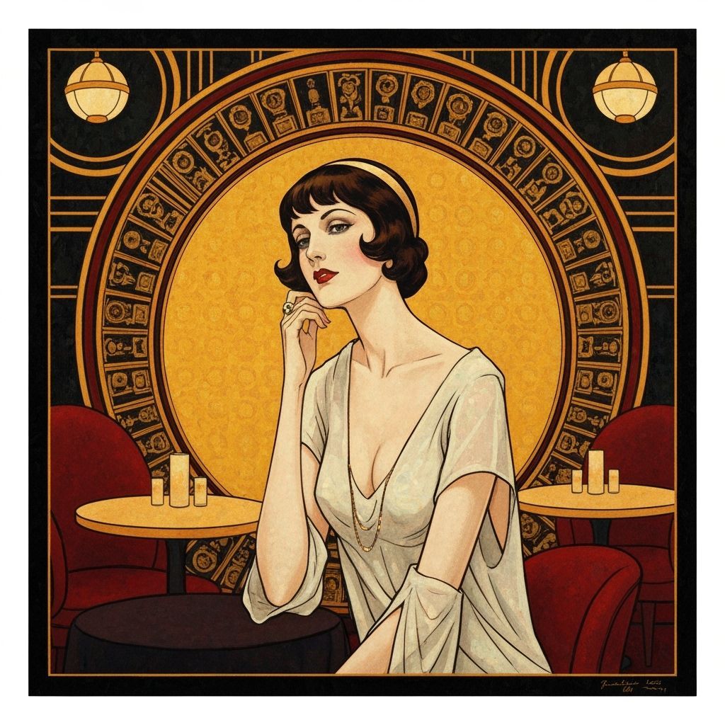 Elegant 1900s Lady in Art Deco Club Masterpiece