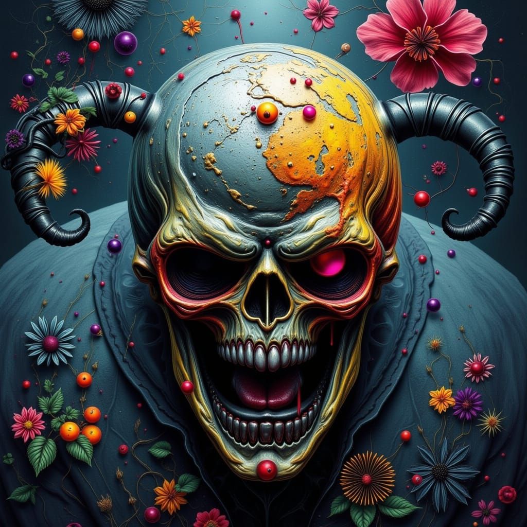 Ethereal Floral Chaoscape in Noir Style