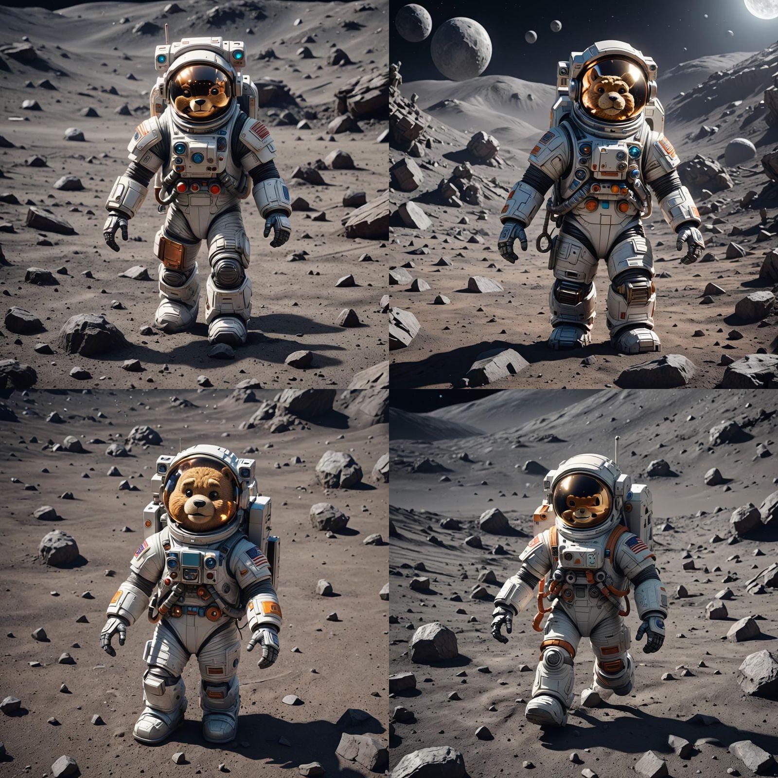 Teddy Ruxpin Astronaut on the Moon: Sci-Fi Render