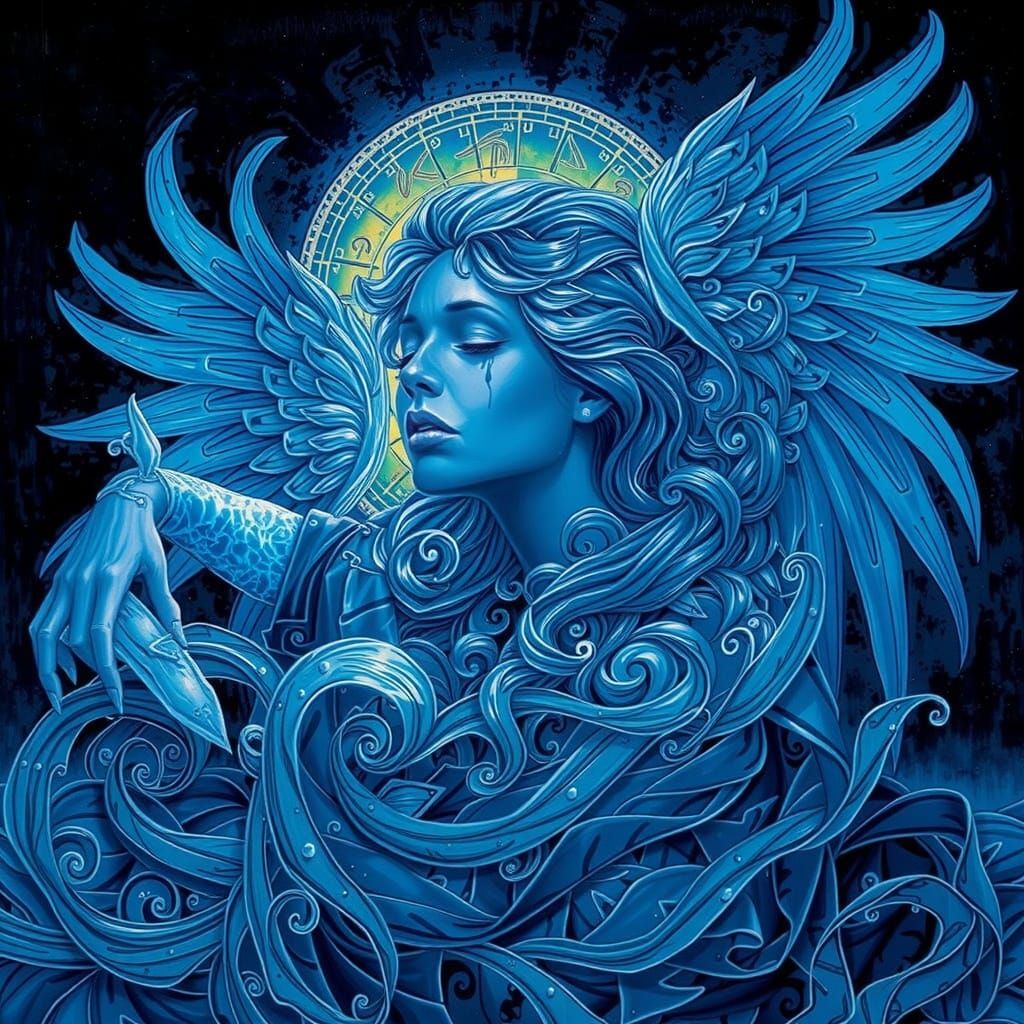 Woman in Blue: An Expressionist Portrait