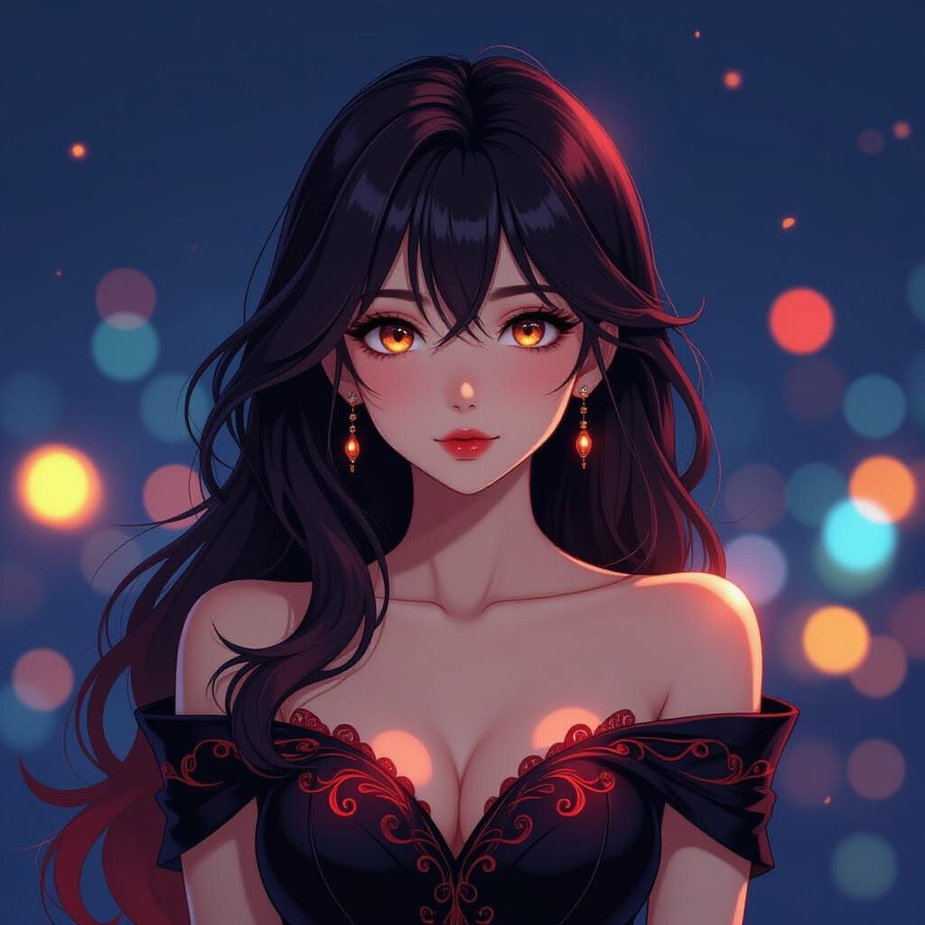 Stunning Woman in Anime Realism Style