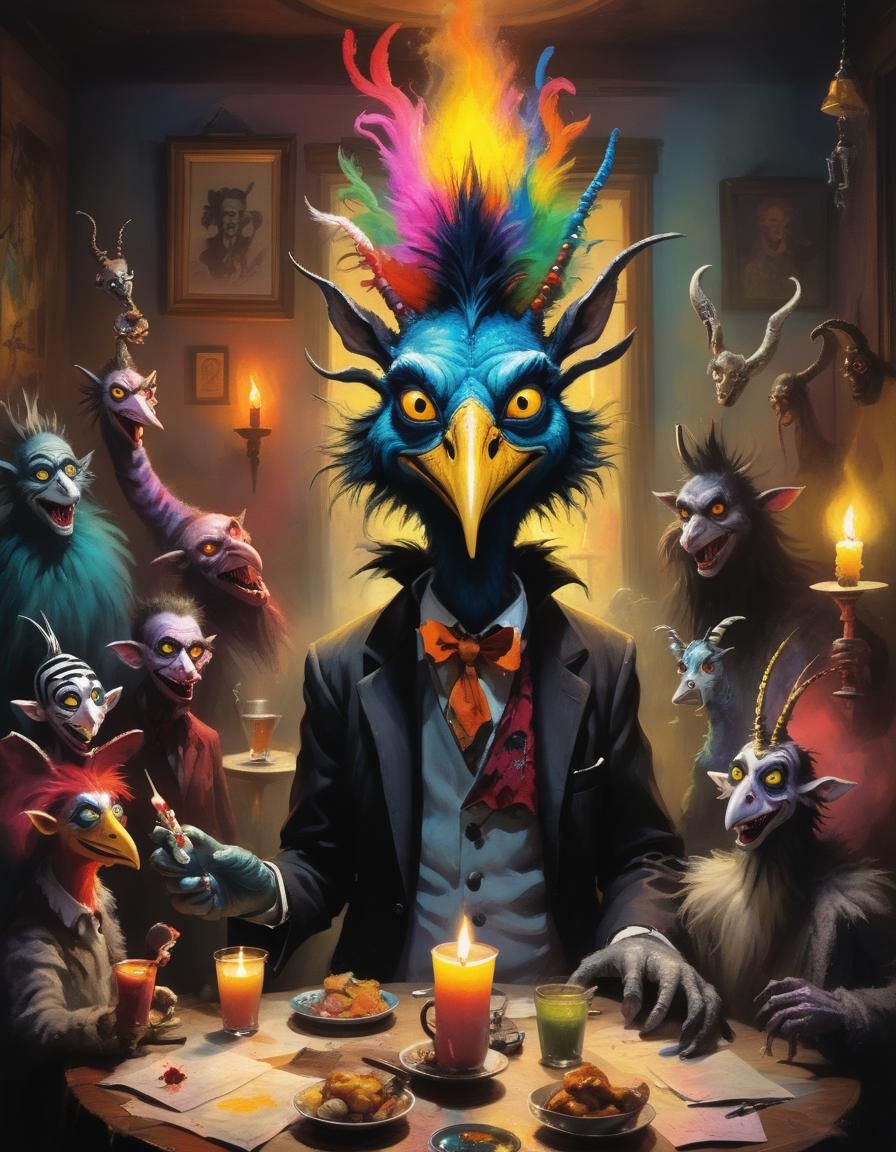 Furry She-Hyena in Lovecraftian Dreamscape