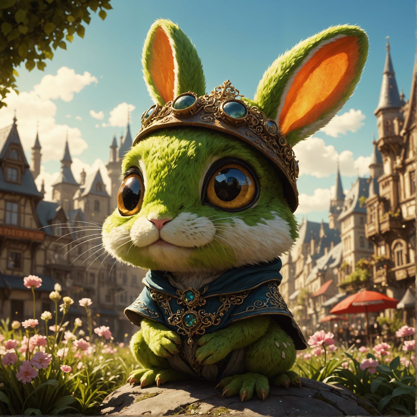 Chibi Rabbit-Frog Hybrid on a Sunny Day