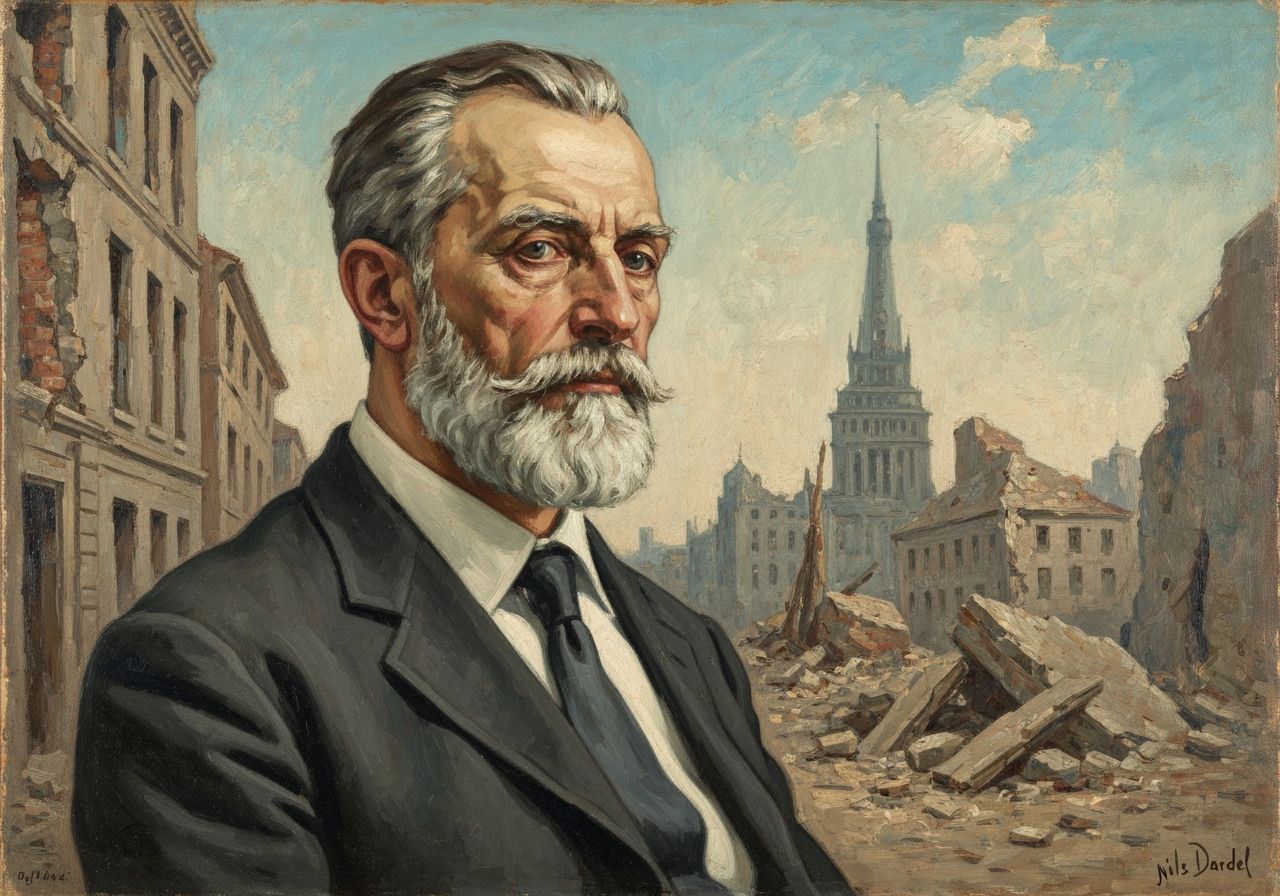 Wise Revolutionary in Crumbling City, Post-Impressionist Sty...