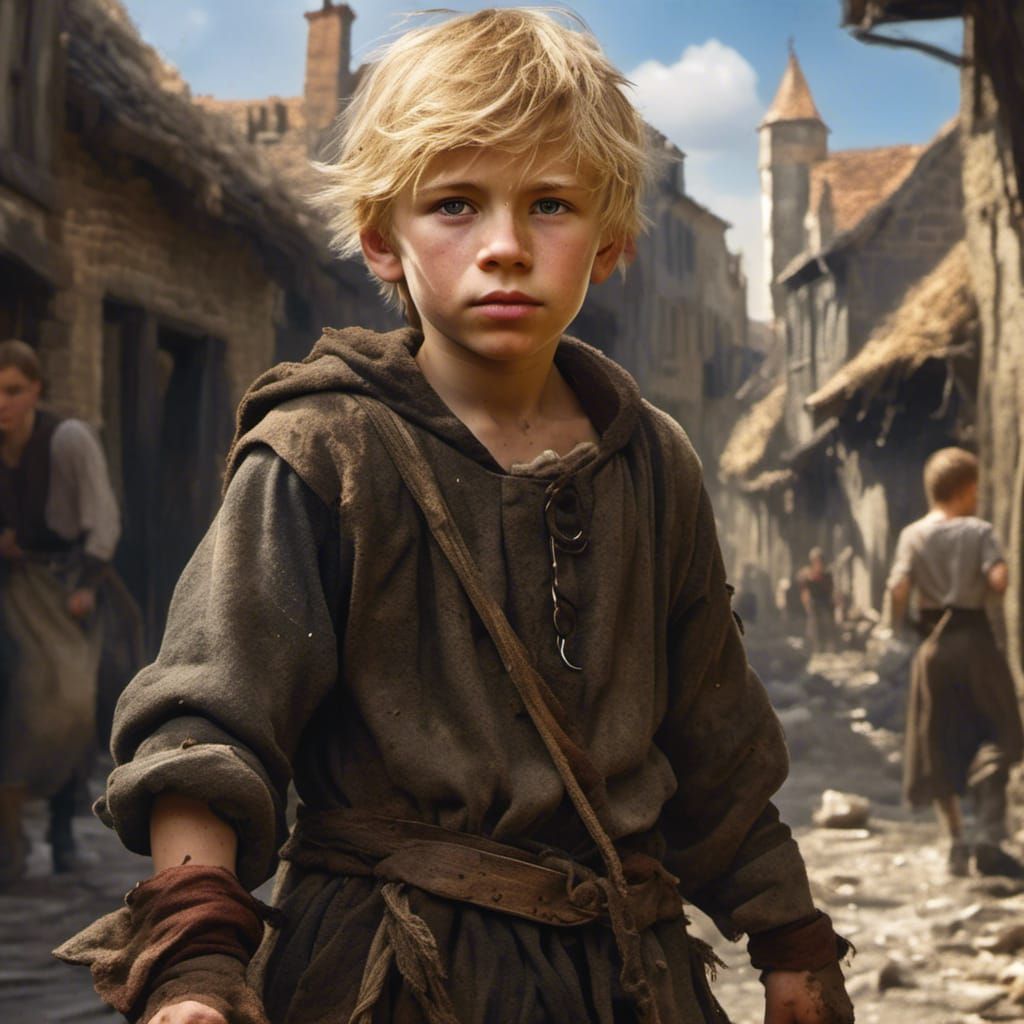 Hyperrealistic Photo of a Young Medieval Street Urchin
