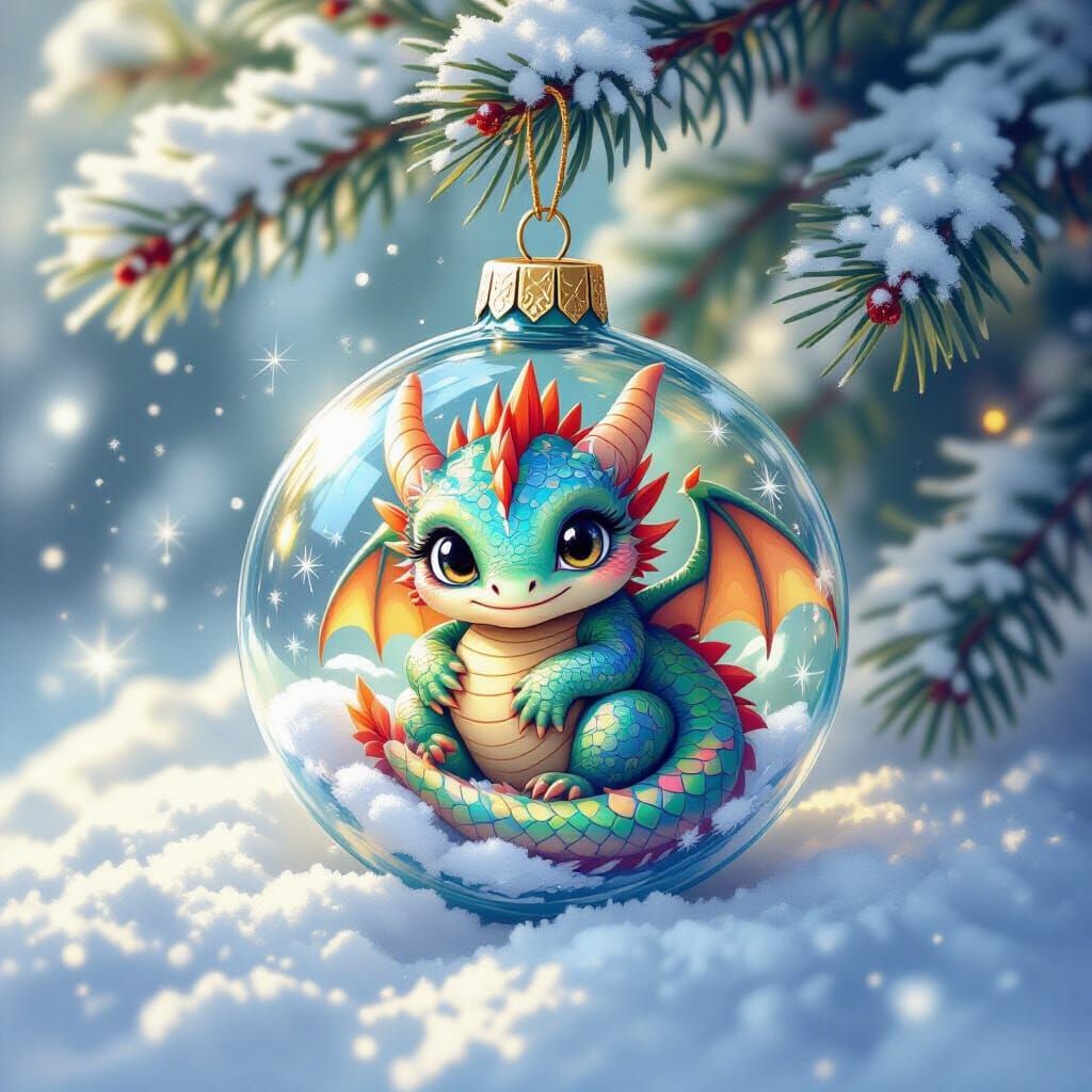 Dragon in Ornament, Digital Art Inspired by Mucha