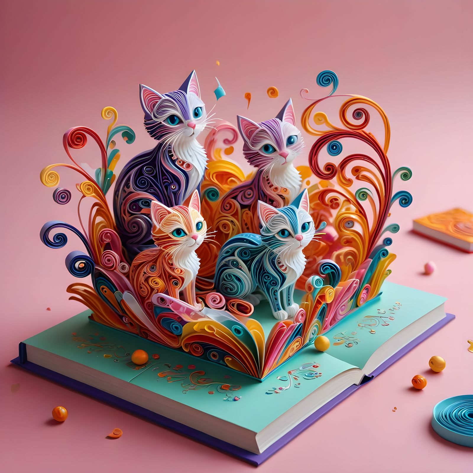Cats in Candy Land: A Pop-Up Book Illustration