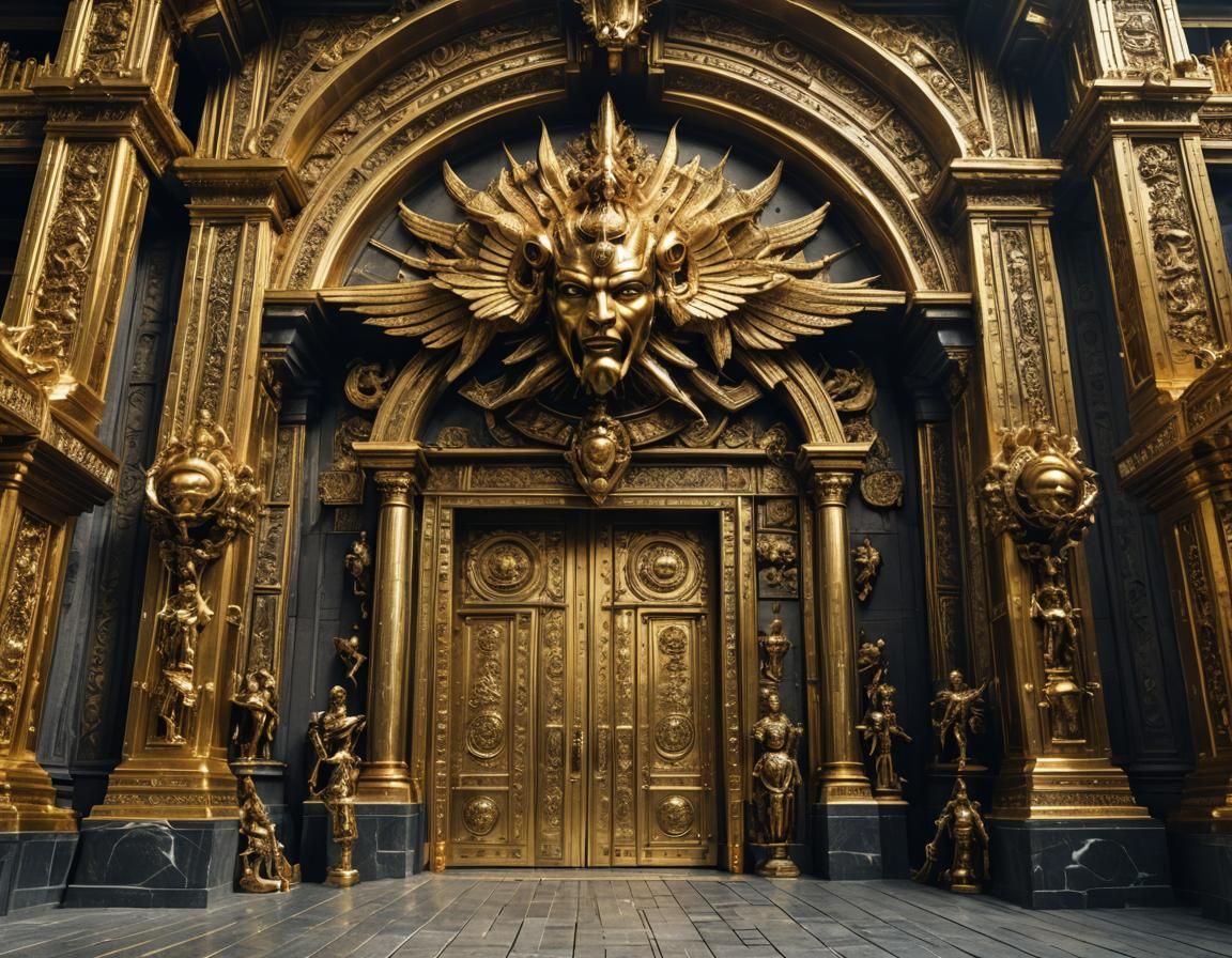 Futuristic Golden Palace Inspired by Ancient Rome