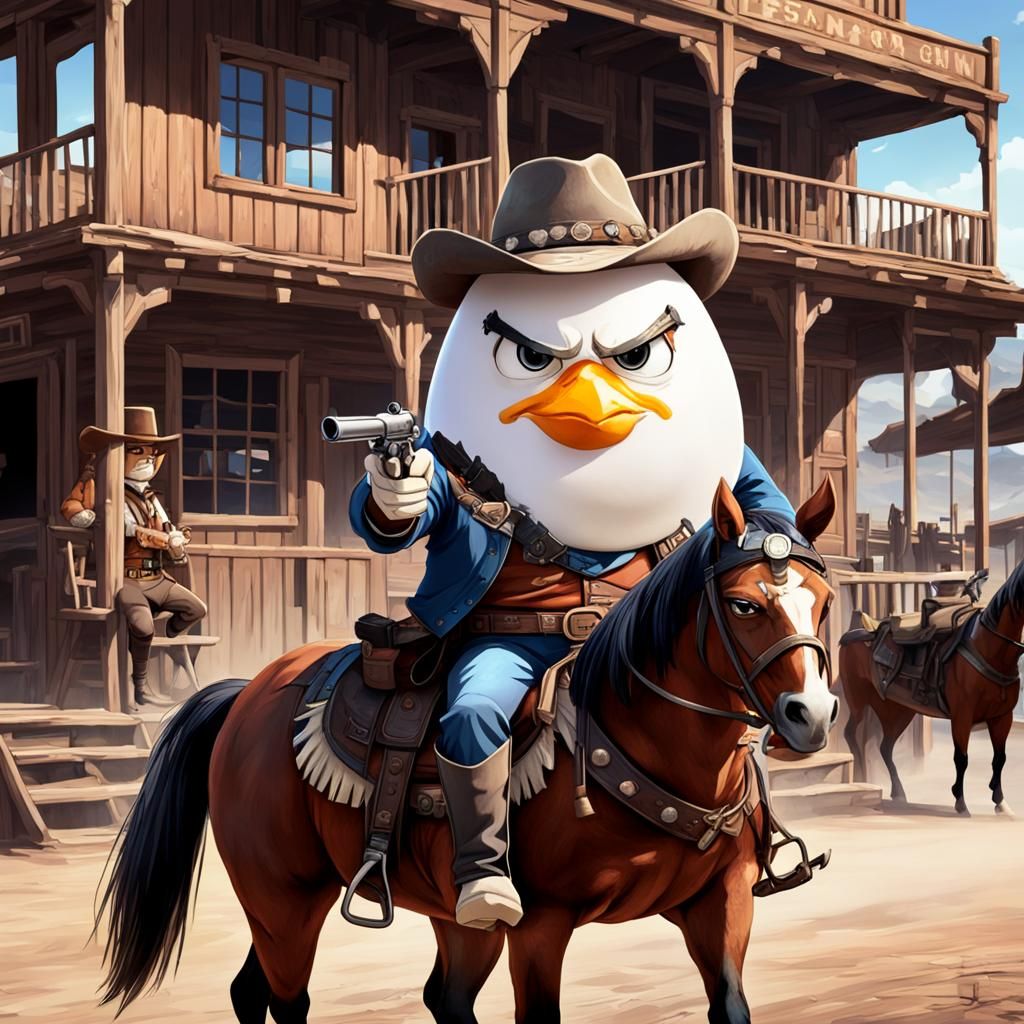 Angry Egg in Wild West Saloon