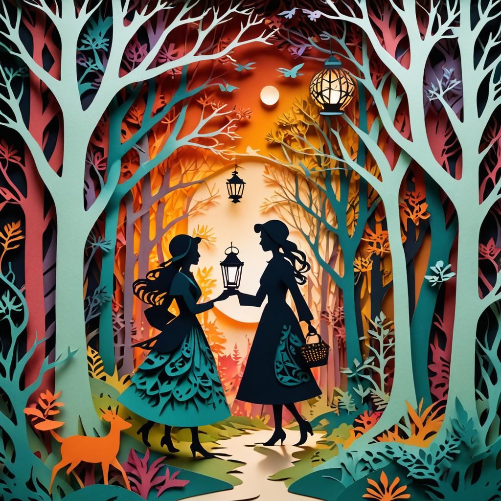 Enchanted Forest Lantern Bearer: Polish Folk Art Style