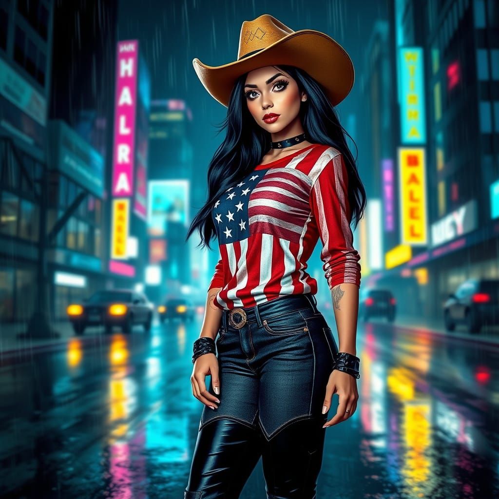 Cyberpunk Bratz Woman in Neon Cityscape