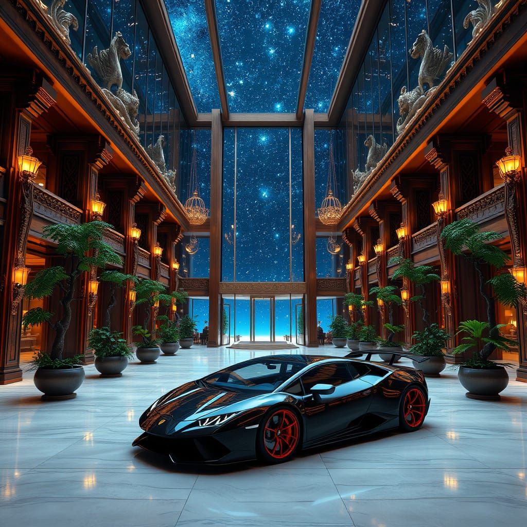 Ethereal Palace Lobby at Night, Inspired by Concept Art