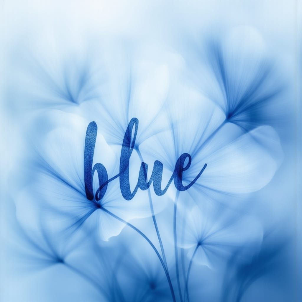 Ephemeral Word "Blue" in Dreamy Blue Scene