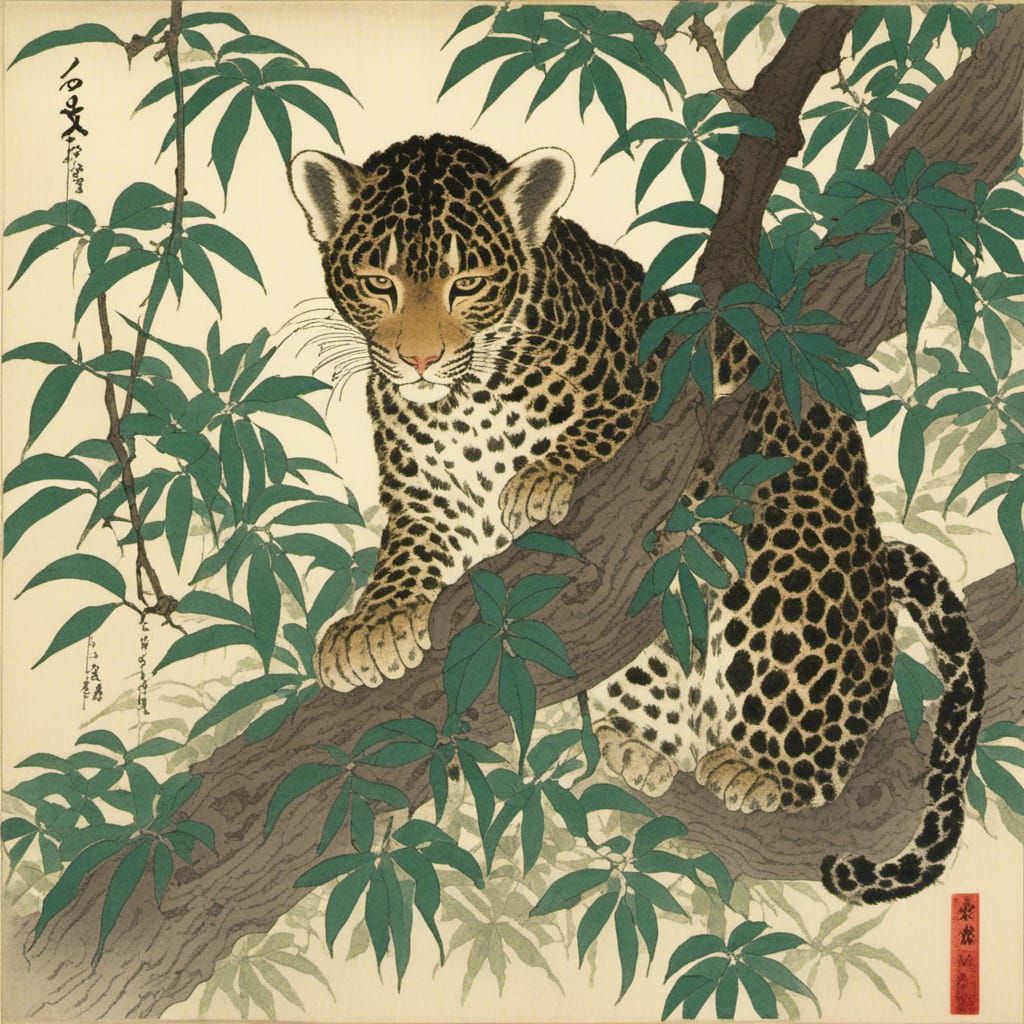 Leopard (using Ohara Koson lora)