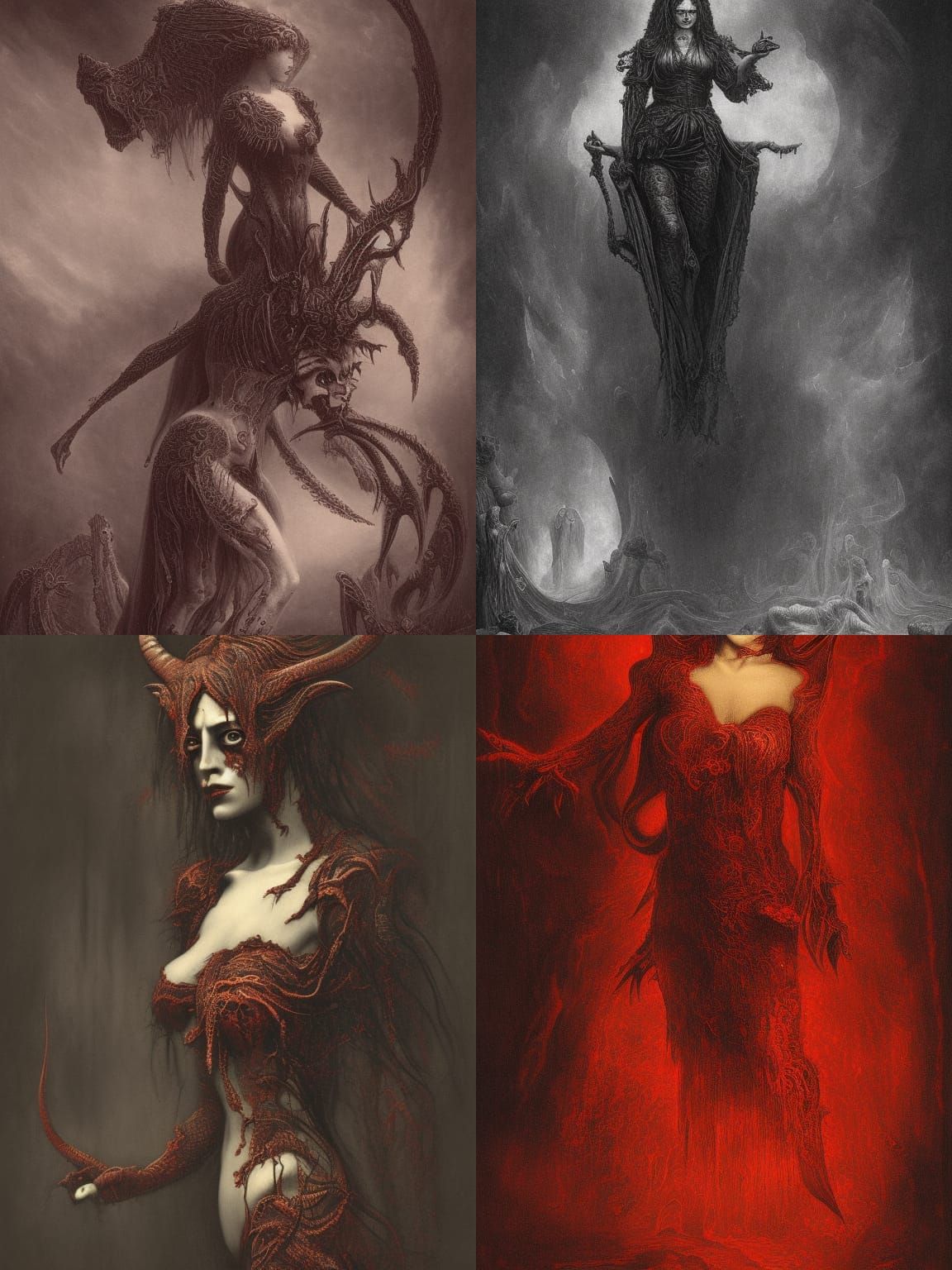 Red Fractal Demon in Gothic Horror Style