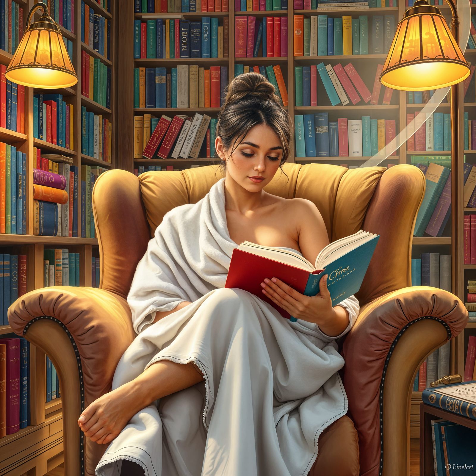 Cozy Library Sanctuary with Whimsical Book Collection