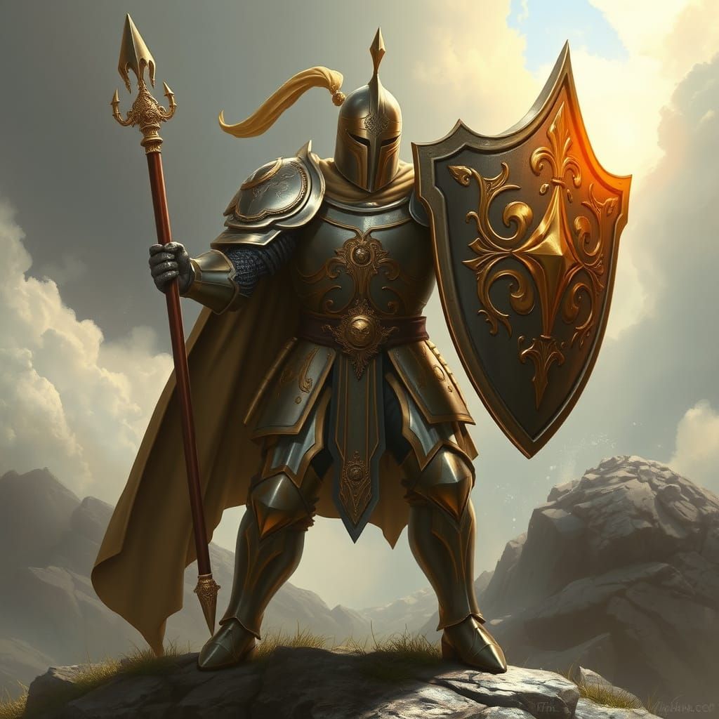 Knight in Shining Armor with Magic Shield