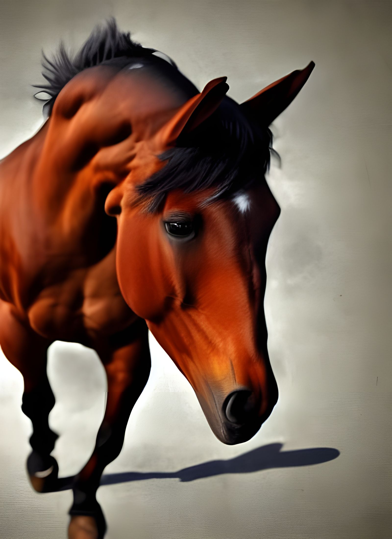 Photorealistic Horse with Sabattier Effect