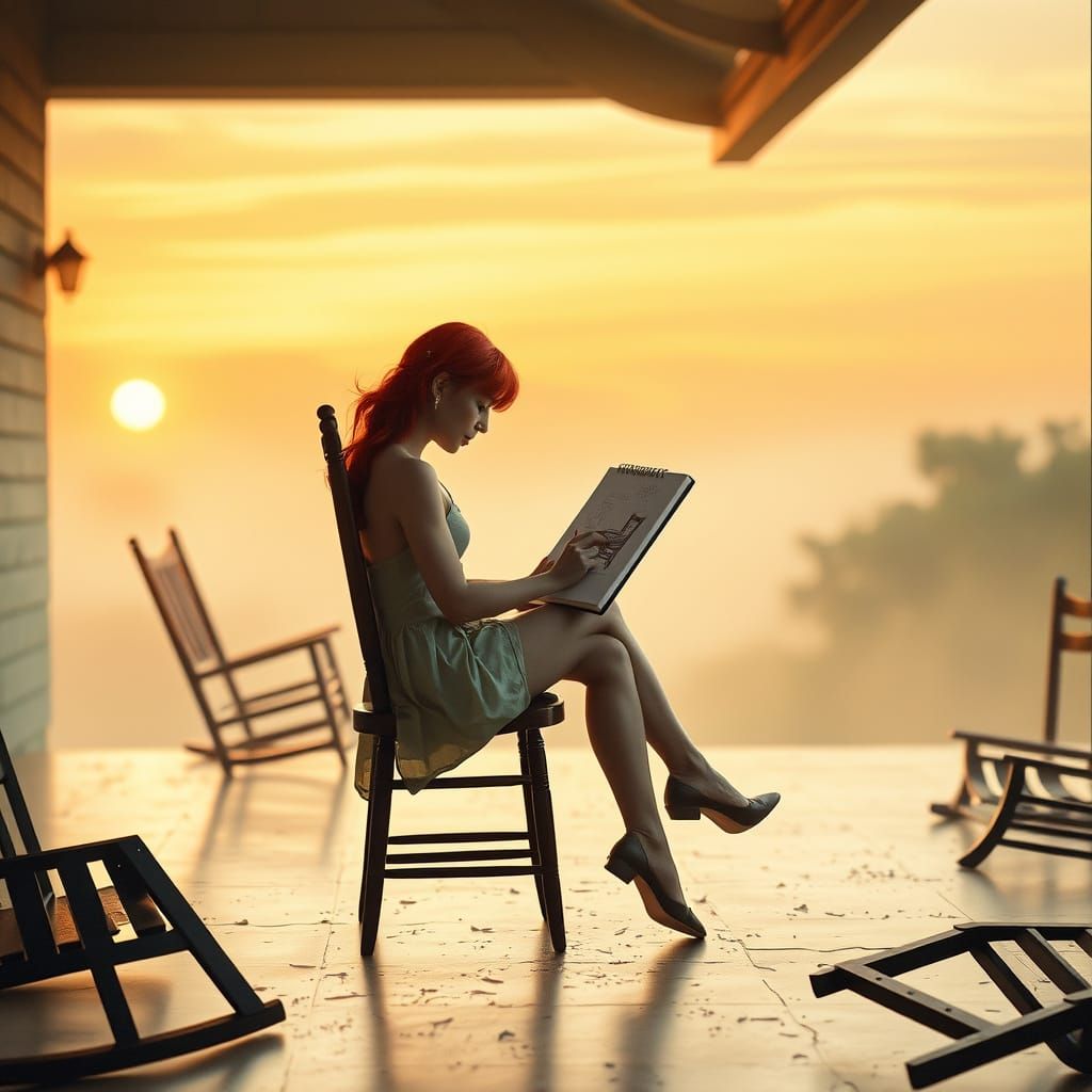 Watercolor Sunrise Vista in Chinese Art Style