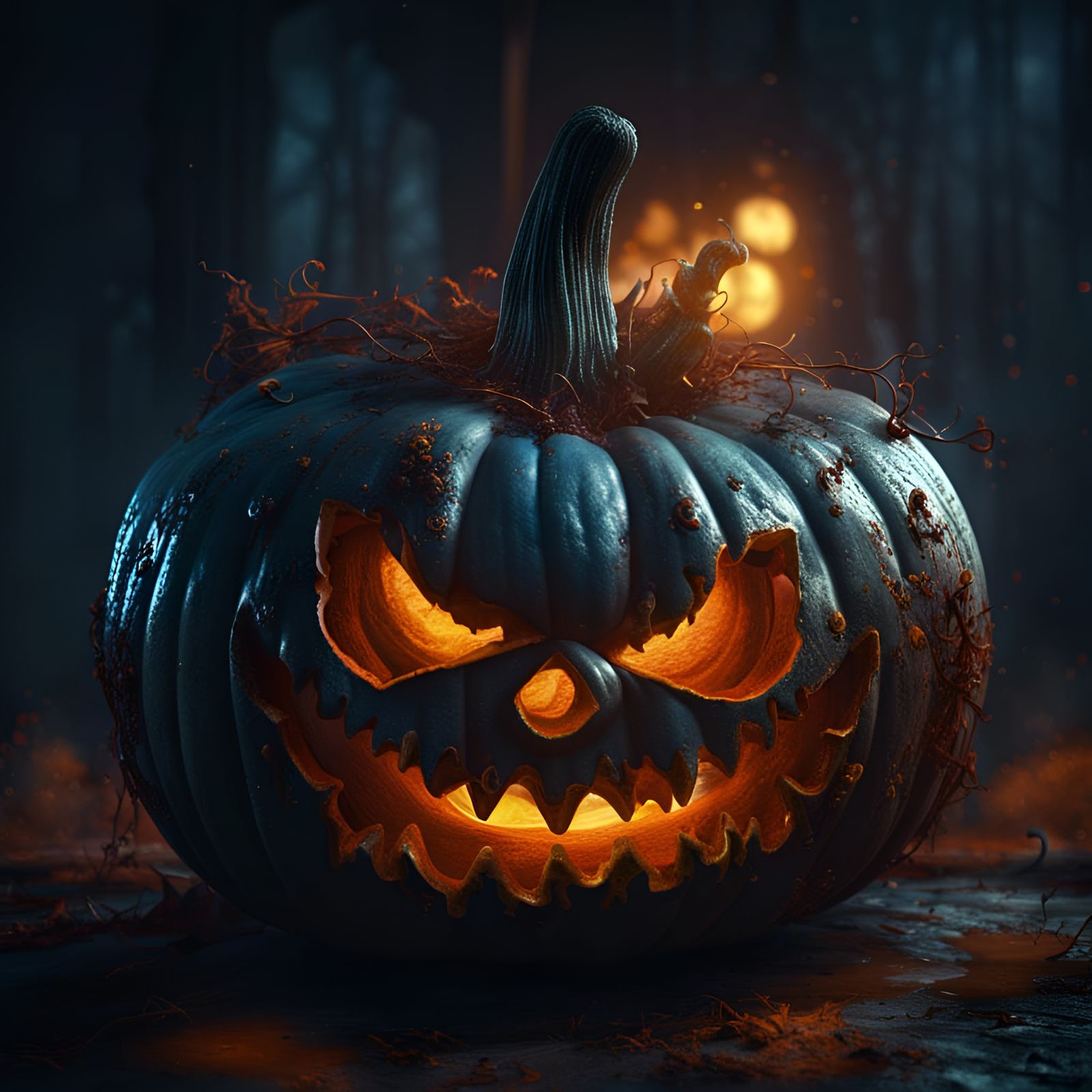 Scary Halloween Pumpkin Digital Painting