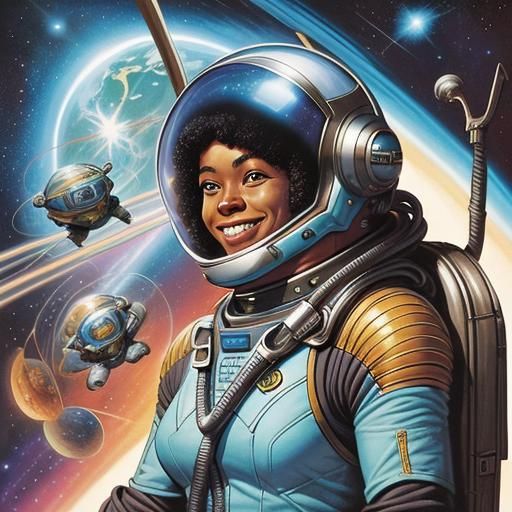 Smiling Astronaut in Retro Comic Book Style