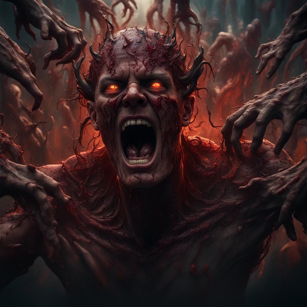 Demonic Faces Emerge from Distressed Person