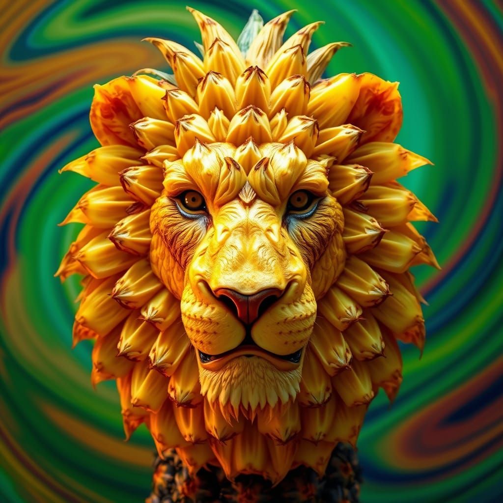 Vibrant Pineapple Lion in Tropical Splendor