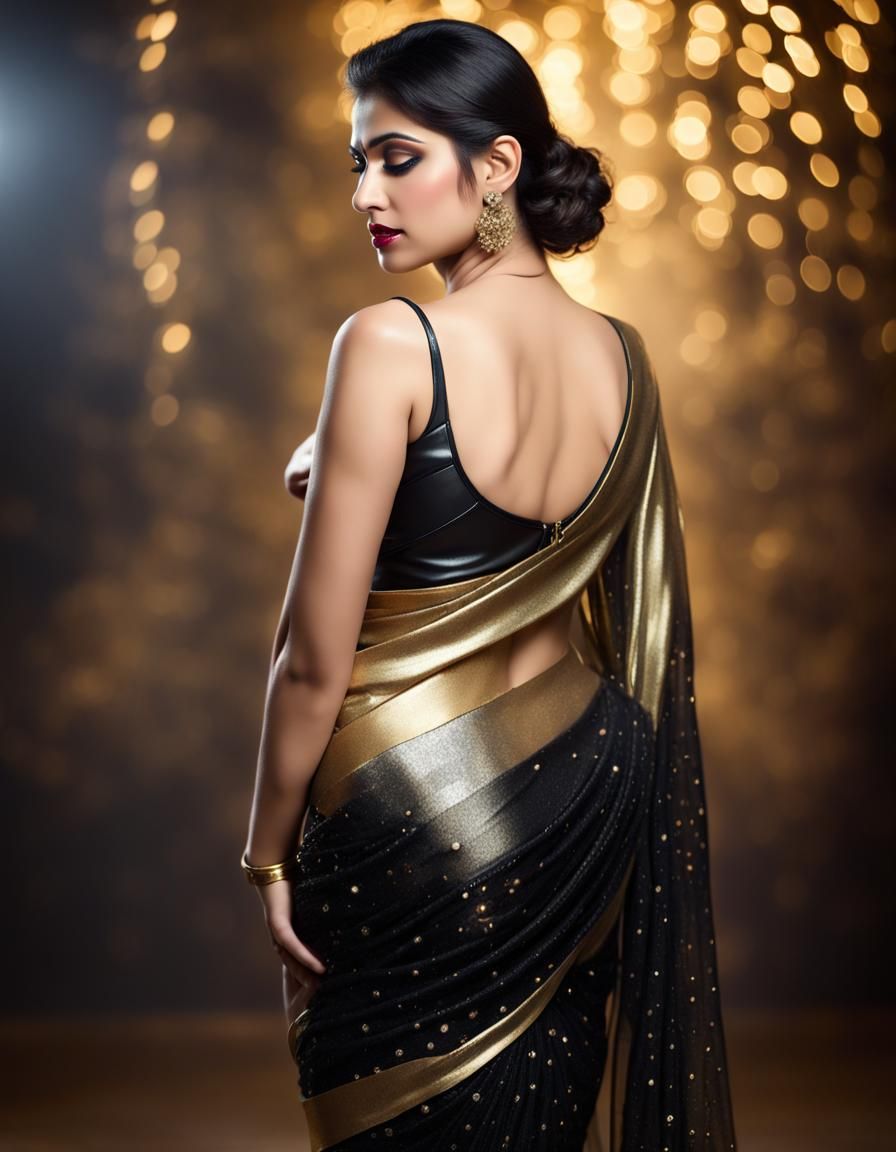 Beautiful Woman in Saree: Realistic Painterly Portrait