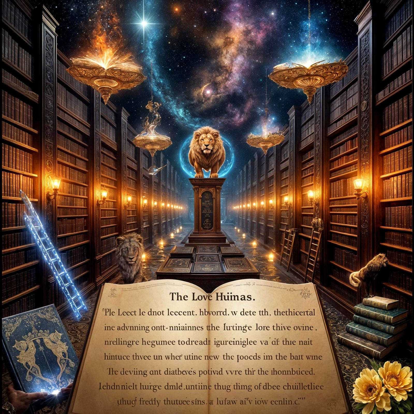 Cosmic Library of Infinite Realities in Vibrant Baroque Styl...