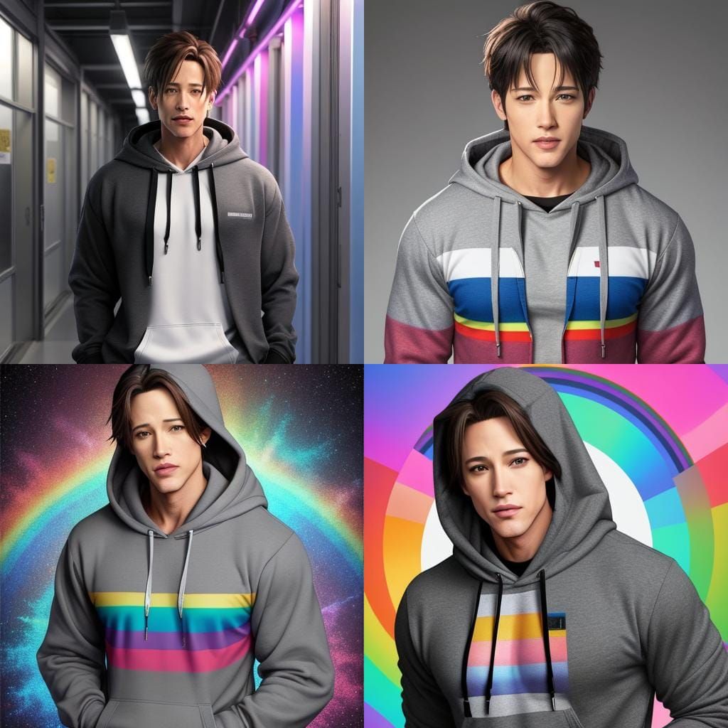 Transgender Man in Anime Style Hoodie