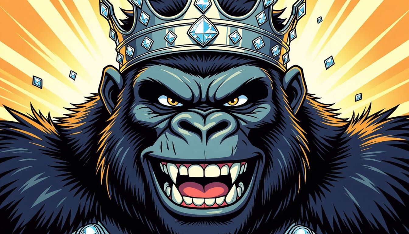 Grinning Gorilla Warrior with Diamond Crown