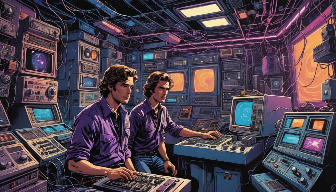 Retro-Futuristic Comic Art in Neon Colors