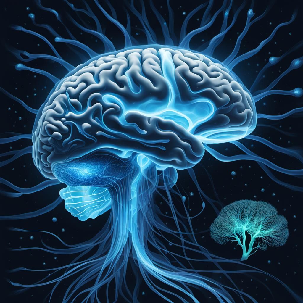 Bioluminescent Brain Oxygen Pathways in Blue