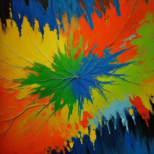 Abstract Expressionist Hands with Dying Leaf