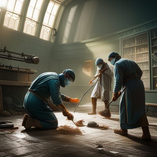 Surgeons Scrubbing: Detailed Matte Painting