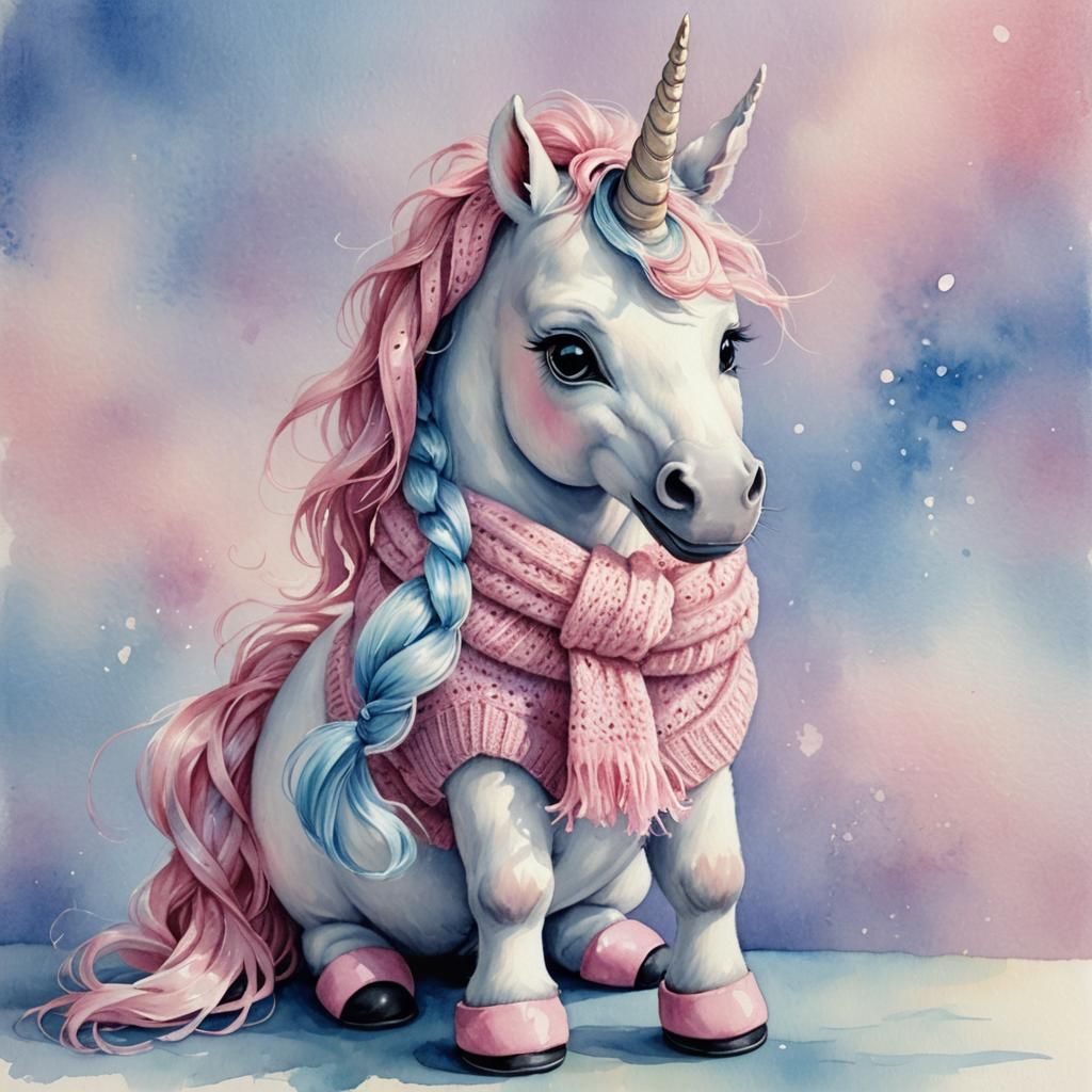 Charming Disney Unicorn in Knitted Outfit