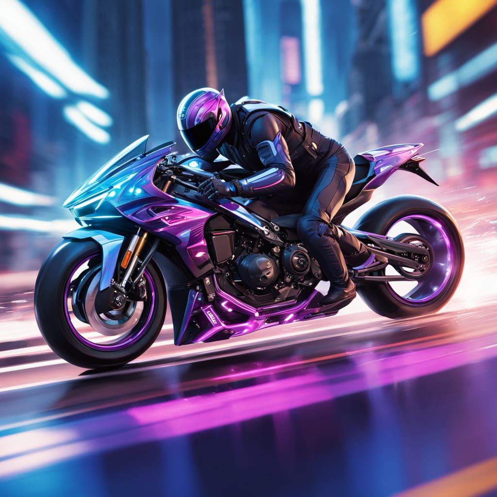 Cyberpunk Superbike in Neon-Lit Speed
